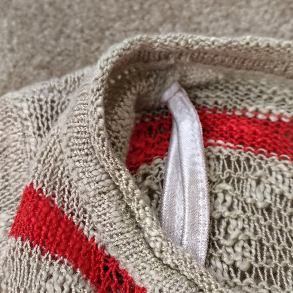 VERTIGO Knit Mini Dress Women XL Striped Short Sleeve Sweater Open Knit Relaxed - Picture 3 of 8